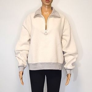 Helmut Lang White Cotton Quarter Zip Jumper, Size S